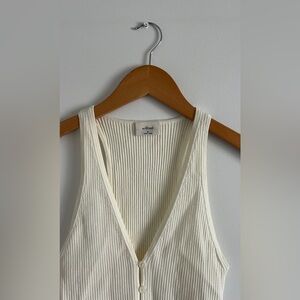 Aritzia Wilfred Cream Ribbed Knit Top